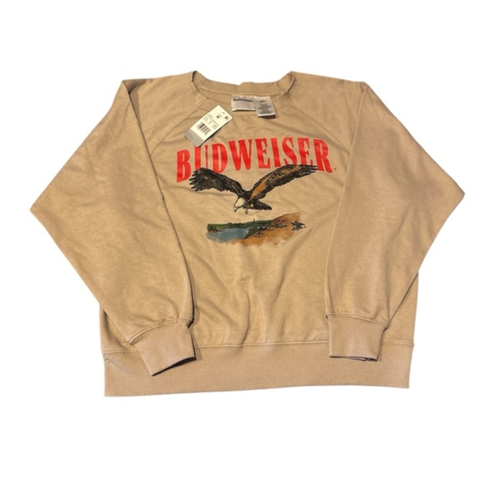 Budweiser Tan Crewneck with Graphic Eagle Design - M